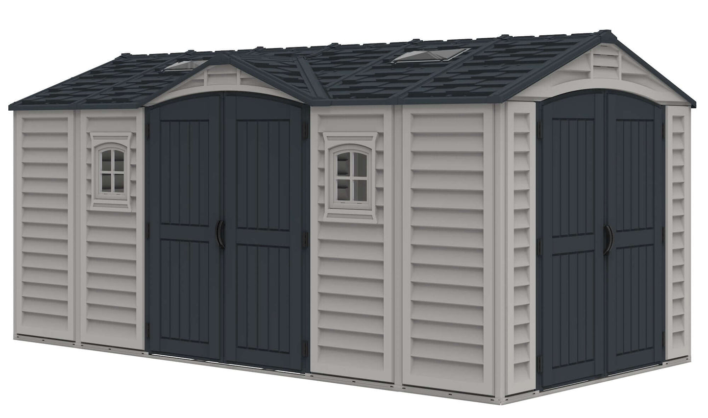 Rusty Sheds 15x8 Apex Pro Vinyl Shed w/ Foundation 40216