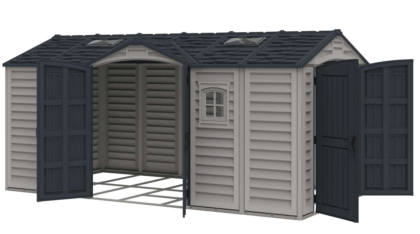 Rusty Sheds 15x8 Apex Pro Vinyl Shed w/ Foundation 40216
