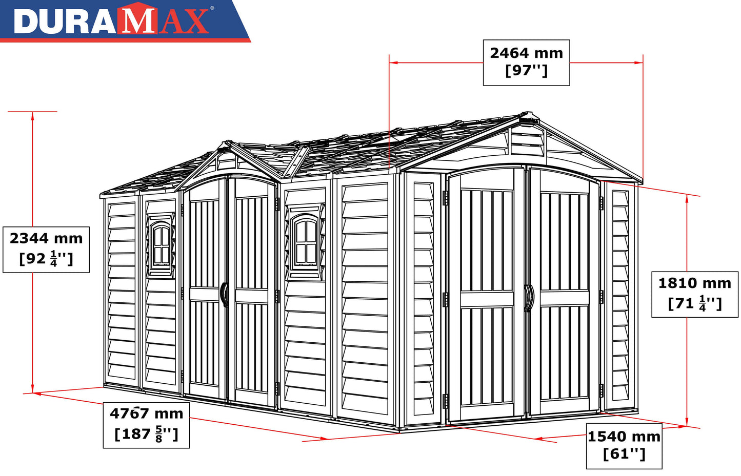 Rusty Sheds 15x8 Apex Pro Vinyl Shed w/ Foundation 40216