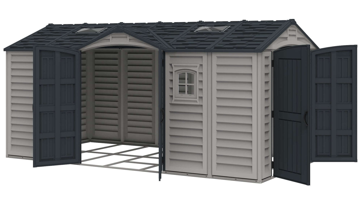Rusty Sheds 15x8 Apex Pro Vinyl Shed w/ Foundation 40216